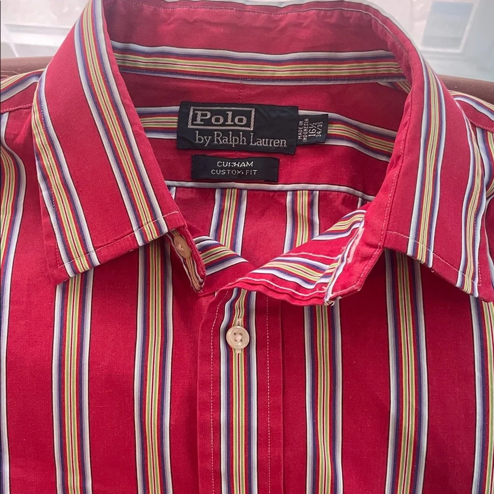 Polo by Ralph Lauren Men's Red Multicolor Striped Shirt